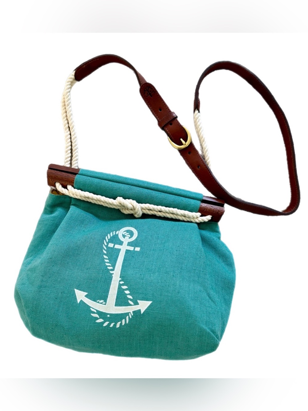 NEW KIEL JAMES PATRICK TURQUOISE ANCHOR ROPE NAUTICAL CROSSBODY